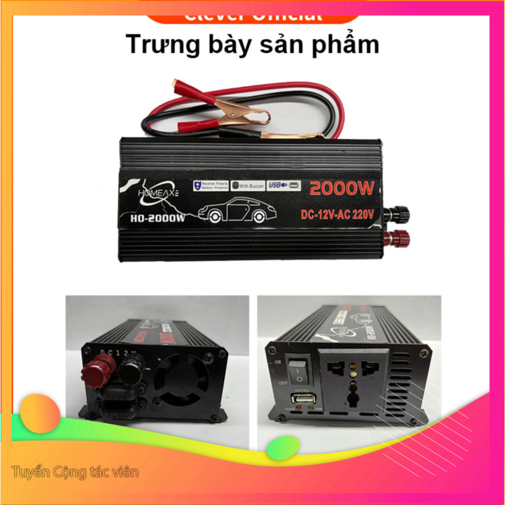 Kích điện 12v 220v sin chuẩn 2000w,bộ chuyển đổi điện 12v sang 220v,chuyển nguồn 12v ra 220v 2000w,i