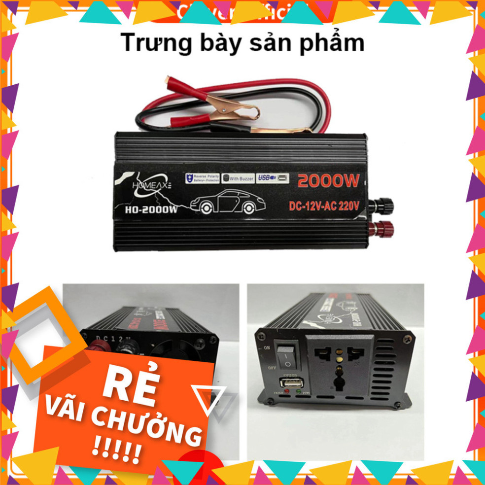 Kích điện 12v 220v sin chuẩn 2000w,bộ chuyển đổi điện 12v sang 220v,chuyển nguồn 12v ra 220v 2000w,i