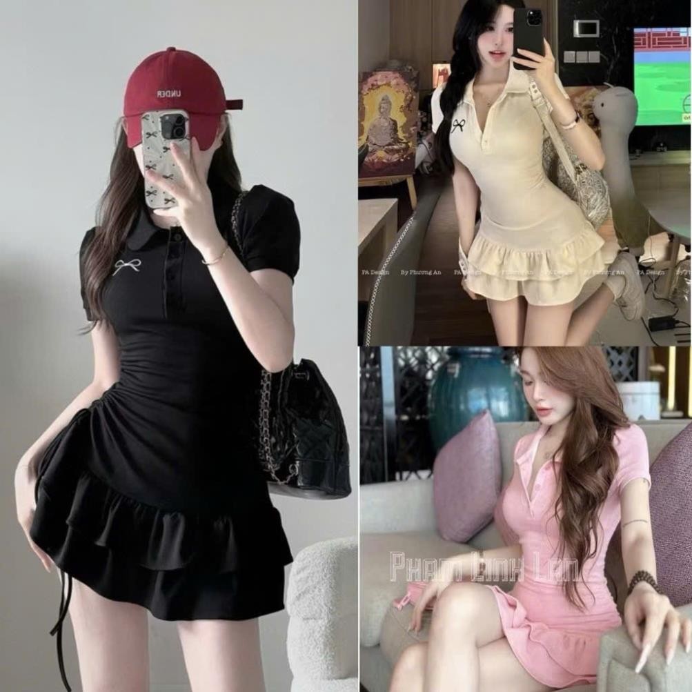< SALE SỐC > đầm polo nữ , váy polo , đầm body rút eo - xòe đuôi cá dễ thương