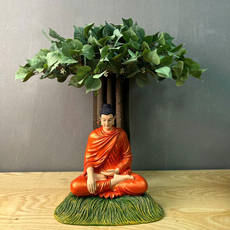 Gốc Cây Bồ Đề, Decor Cho Tượng Phật, Thân Gỗ Ghép Với Nhau, Cành Lá Bồ Đề Giả, Cao 60cm - Thiện Hải