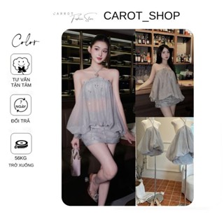 VN12 SET ÁO TƠ XÁM KHÂU ĐÁ + CHÂN VÁY ÔM BODY ĐÍNH ĐÁ SANG CHẢNH BY CarrotShop
