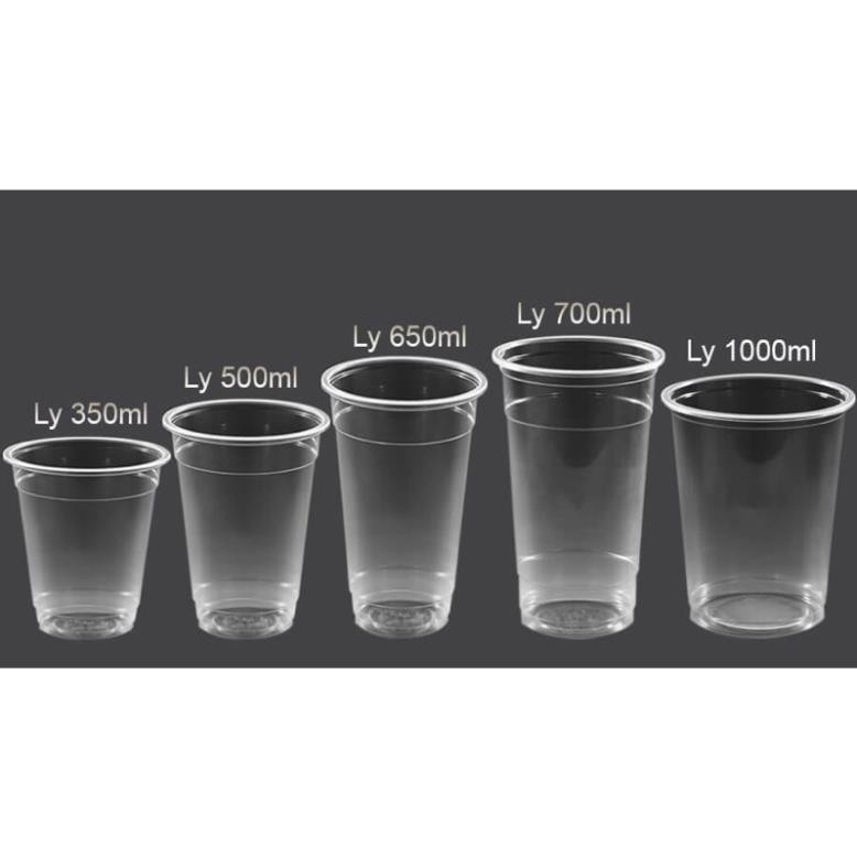 Set 100 cốc trà sữa, trà chanh siêu to dùng 1 lần các cỡ có nắp đi kèm