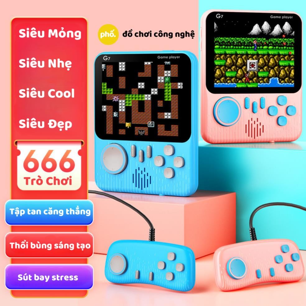 Máy Chơi Game Cầm Tay G7 - 666 Trò Chơi - Kèm Tay Cầm Chơi Game 2 Người - Tặng Kèm Pin sạc