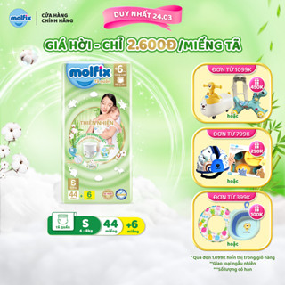 Tã/bỉm quần Molfix Thiên nhiên Jumbo S (4kg - 8kg) - Gói 44+6 miếng