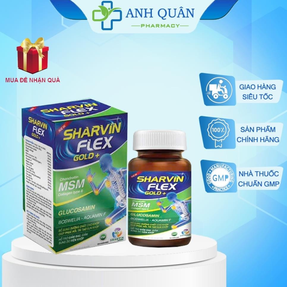 Viên dưỡng khớp Sharvin Flex Gold + hộp 30 viên hỗ trợ bổ sung dưỡng chất cho khớp