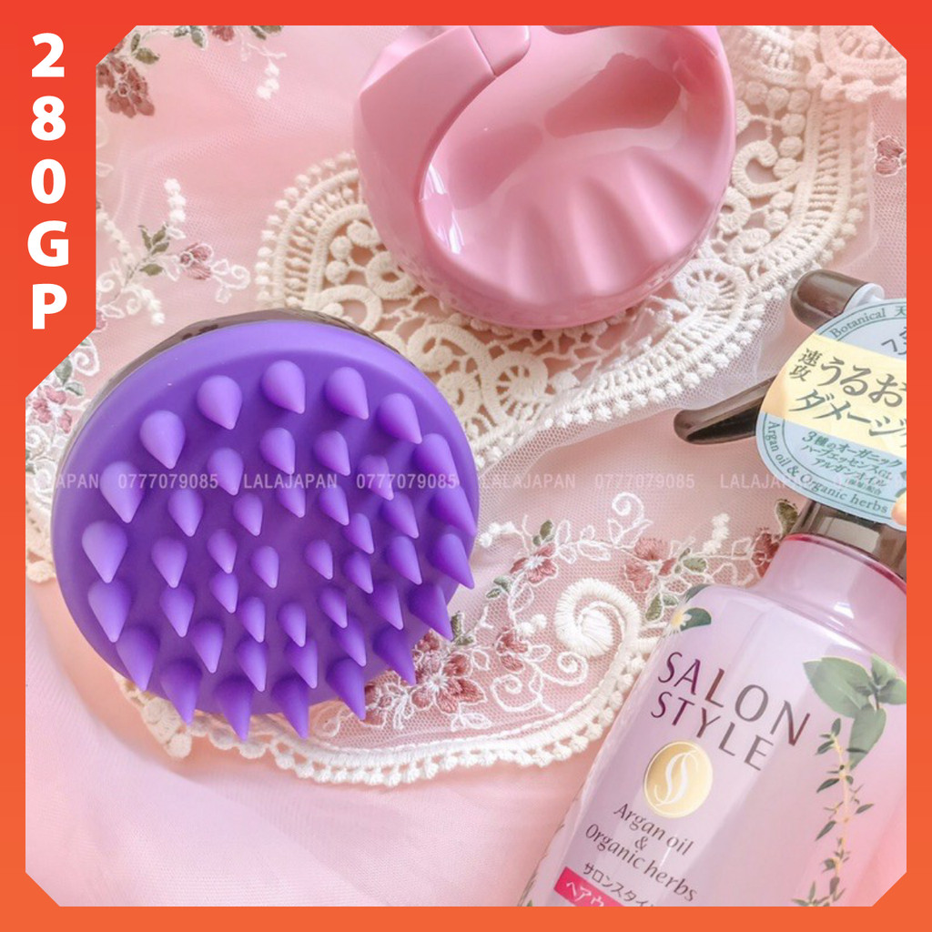 Dụng cụ Gội Đầu silicon Massage, lược gội đầu PEBBLE LUCY dưỡng sinh Trị Gàu,Trị Rụng