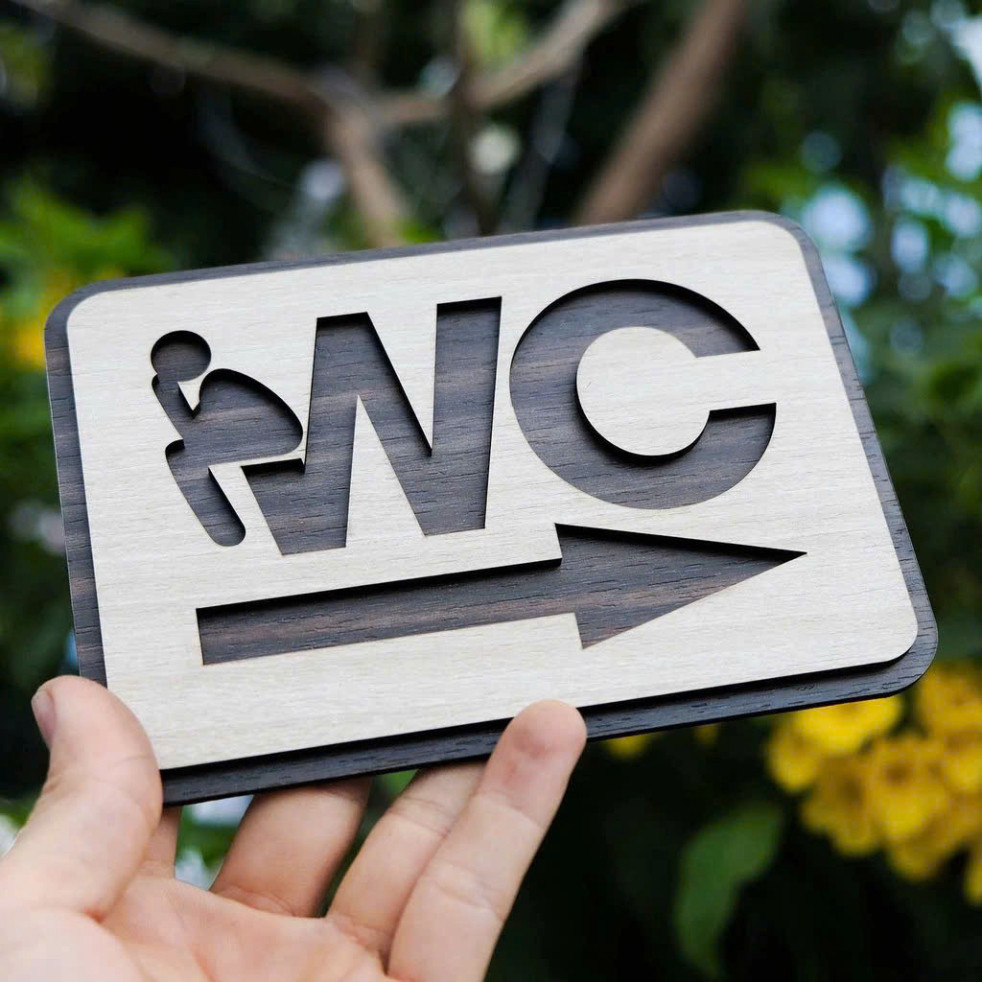 Bảng Gỗ Decor Nhà Vệ Sinh – Chỉ Hướng WC Độc Đáo, Vui Nhộn – Trang Trí Quán Cafe, Nhà Hàng, Toilet S