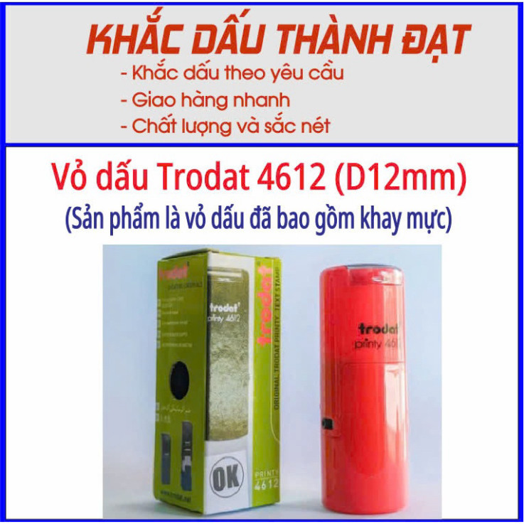 hỏa tốc  Vỏ hộp dấu Trodat 4612 thay thế dấu cũ (đường kính 12mm) free ship toàn quốc