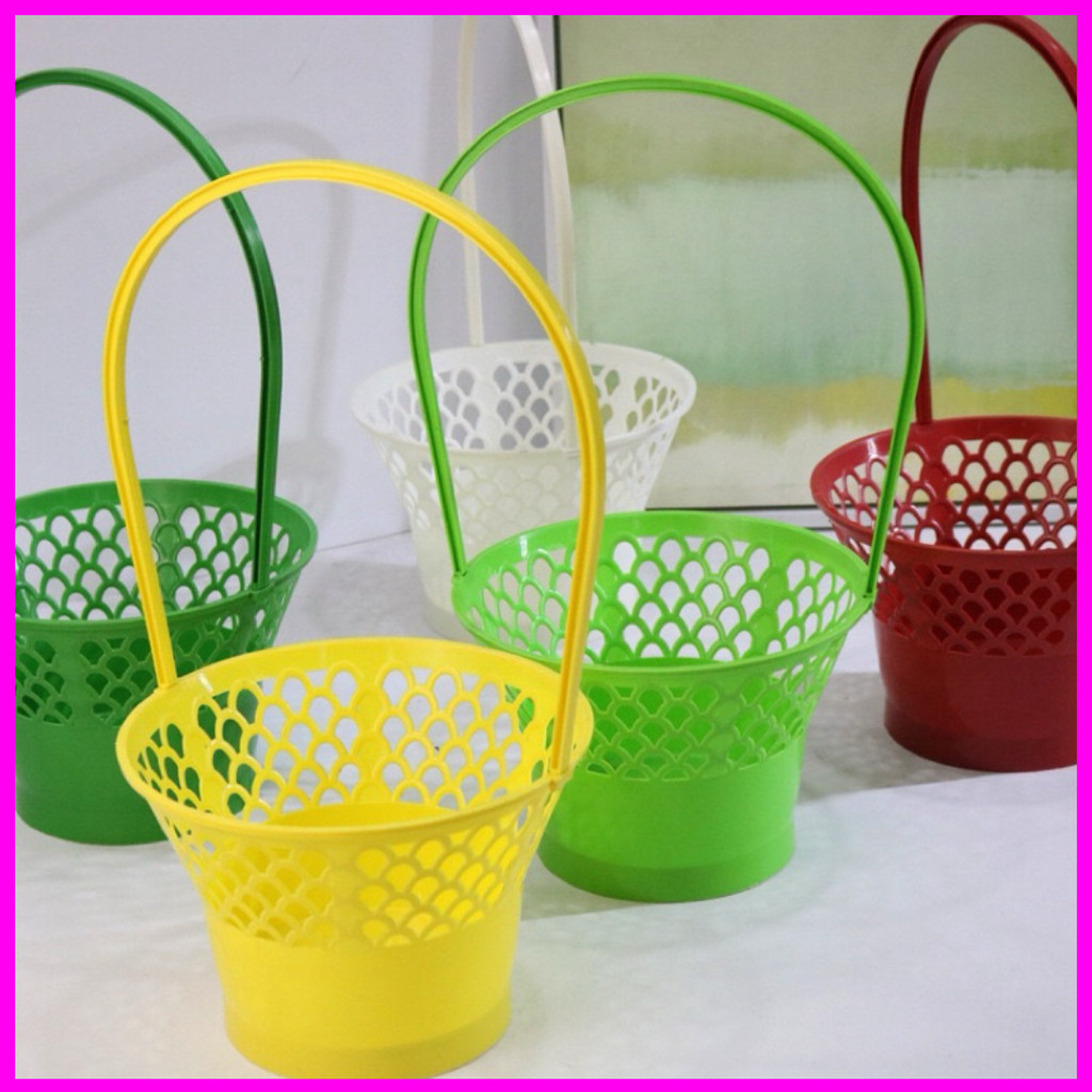 Giỏ cắm hoa bằng nhựa 25*45cm quai có thể tháo lắp, giỏ cắm hoa tươi hoa giả các loại S0580