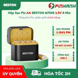 ⚡Hộp sạc pin AA BESTON M7036 1.5V 8 khe mẫu mới USB-C cho micro karaoke, máy ảnh, khóa cửa từ