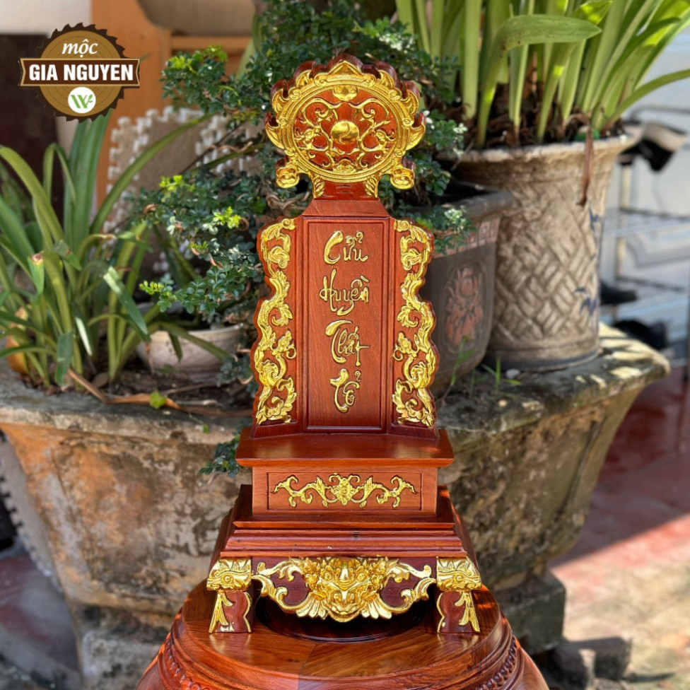 Bài vị Cửu Huyền Thất Tổ dát vàng- long vị thờ song long cửu huyền thất tổ gỗ hương