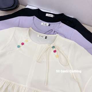  Áo Babydoll Nữ Cộc Tay Cổ Tròn Có Bigsize 45-75kg Khuy Màu Sắc Phong Cách MA1039 