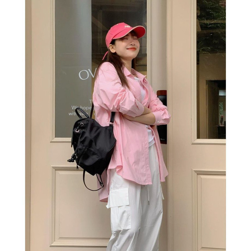 Áo Sơ Mi Nữ form rộng SANJOLI Sơ Mi Nữ Form Hàn Quốc Dáng Dài Phong Cách Dài Tay Cúc Trắng AO014 Ken