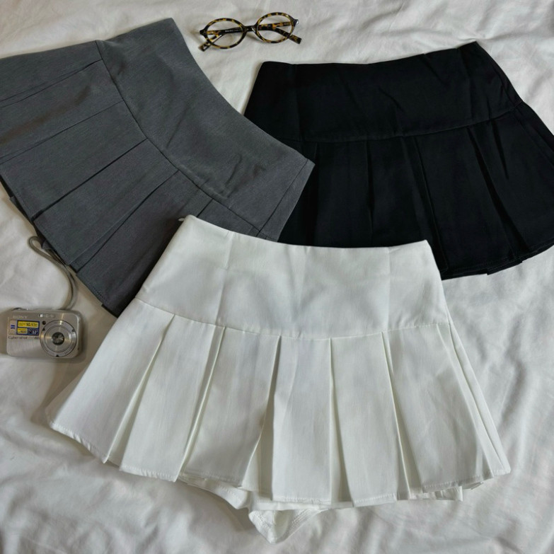 (ẢNH OLDSCHOOL) Chân váy xếp ly bản to basic dáng ngắn có lót quần trong #0082 Hàng Quảng Châu Kenco