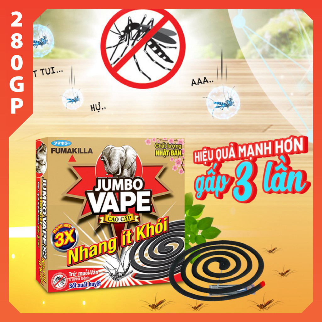 Nhang trừ muỗi Jumbo Vape Cao Cấp An Toàn Ít Khói Hàng Chính Hãng Nhật Bản