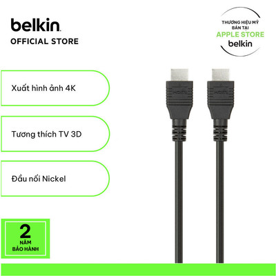 Cáp HDMI 1.4 Belkin dài 2m và 5m, chuẩn 4K, hỗ trợ TV 3D, âm thanh 7.1, đầu Nickel