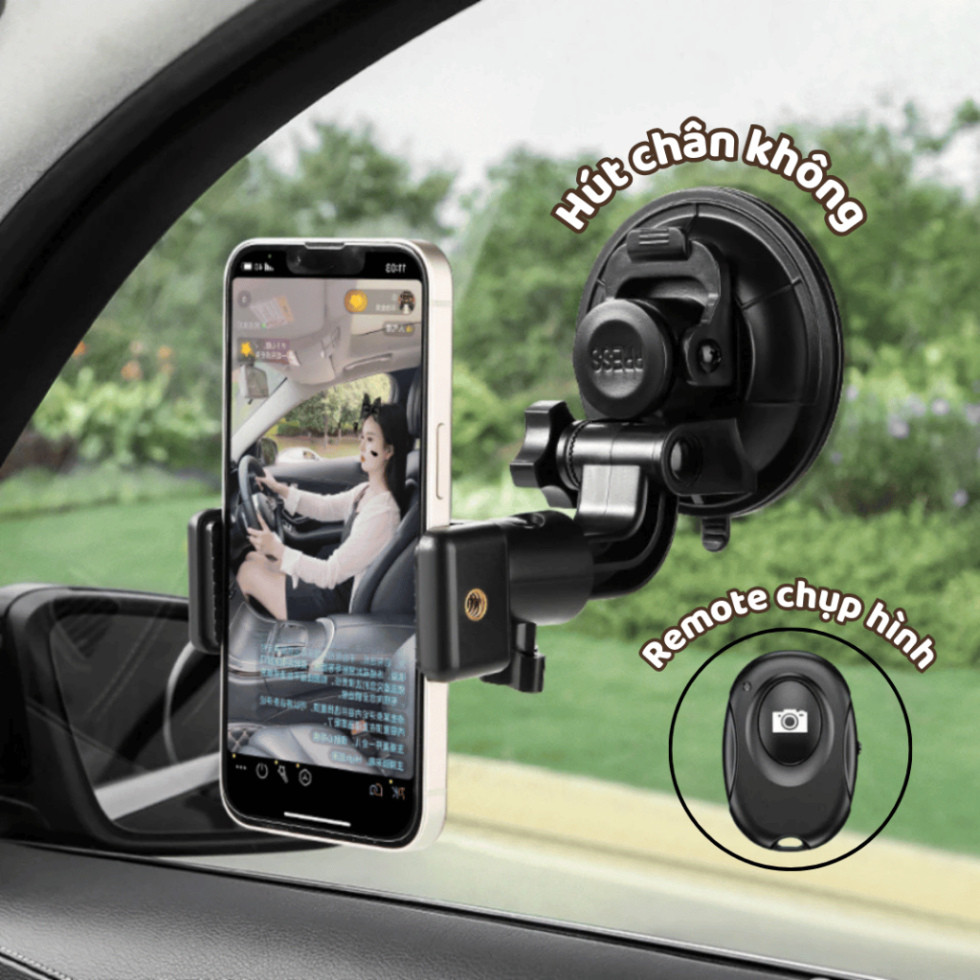 Giá Đỡ Điện Thoại Ô Tô Hút Chân Không Có Remote Chụp Hình Kẹp Để Điện Thoại Trên Xe Hơi Thông Minh - GDDT02 | BigBuy360 - bigbuy360.vn