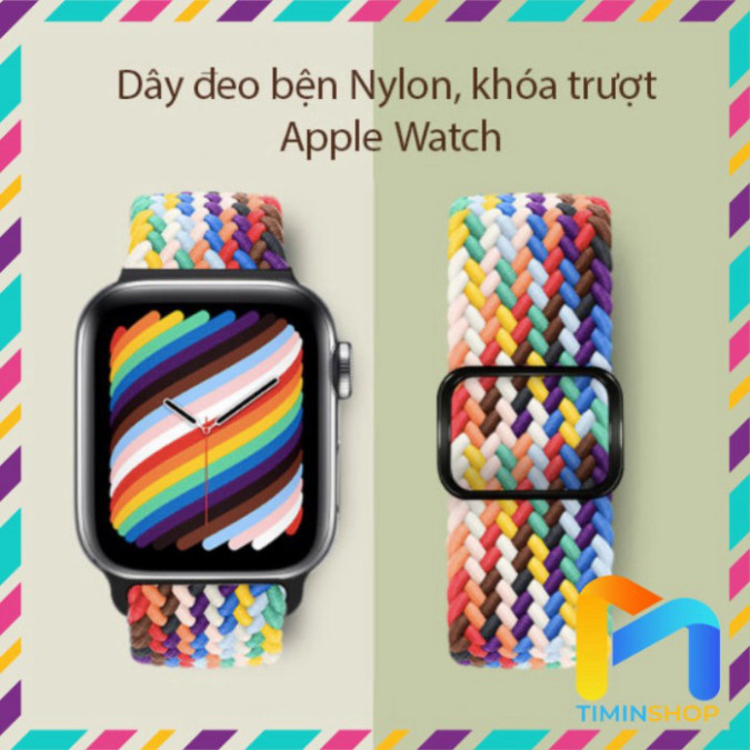 Dây cho Apple Watch series 3/ 4/ 5/ 6/ 7/ 8/ 9/ 10/ Ultra/ Ultra 2/ SE - Dệt bằng Nylon, khóa trượt 