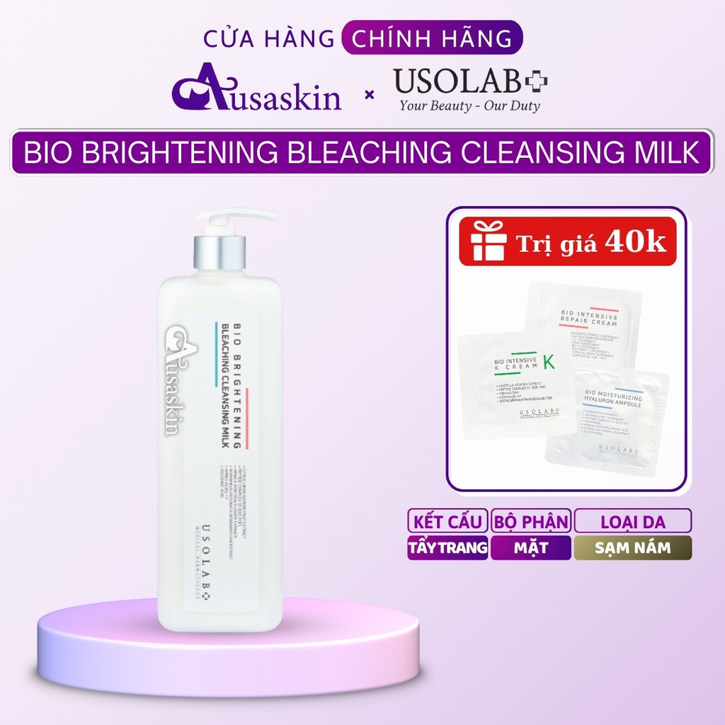 Sữa Tẩy Trang Trắng Sáng Da USOLAB 1000ml Salon Care Bio Brightening Bleaching Cleansing Milk