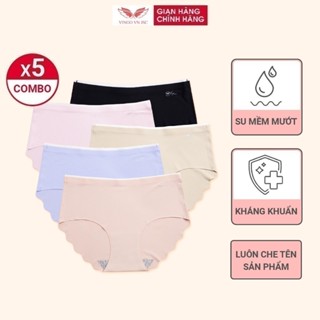Combo 5 quần lót nữ su VINGO viền sóng không hằn đáy 2 lớp cotton kháng khuẩn hàng Việt Nam CB39