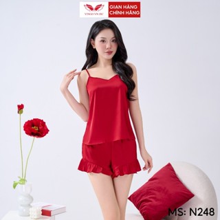 Bộ ngủ 2 dây lụa mặc nhà VINGO mùa Hè N248 VNGO