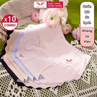 Combo 10 quần lót nữ su VINGO viền sóng không hằn đáy 2 lớp cotton kháng khuẩn hàng Việt Nam CB39