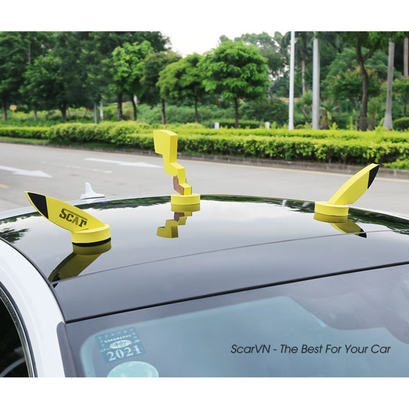 Tai thỏ, Tai Mèo, Pikachu, Mầm cây, Râu xanh gắn trang trí ô tô nóc xe ô tô siêu xinh sẵn băng dính 