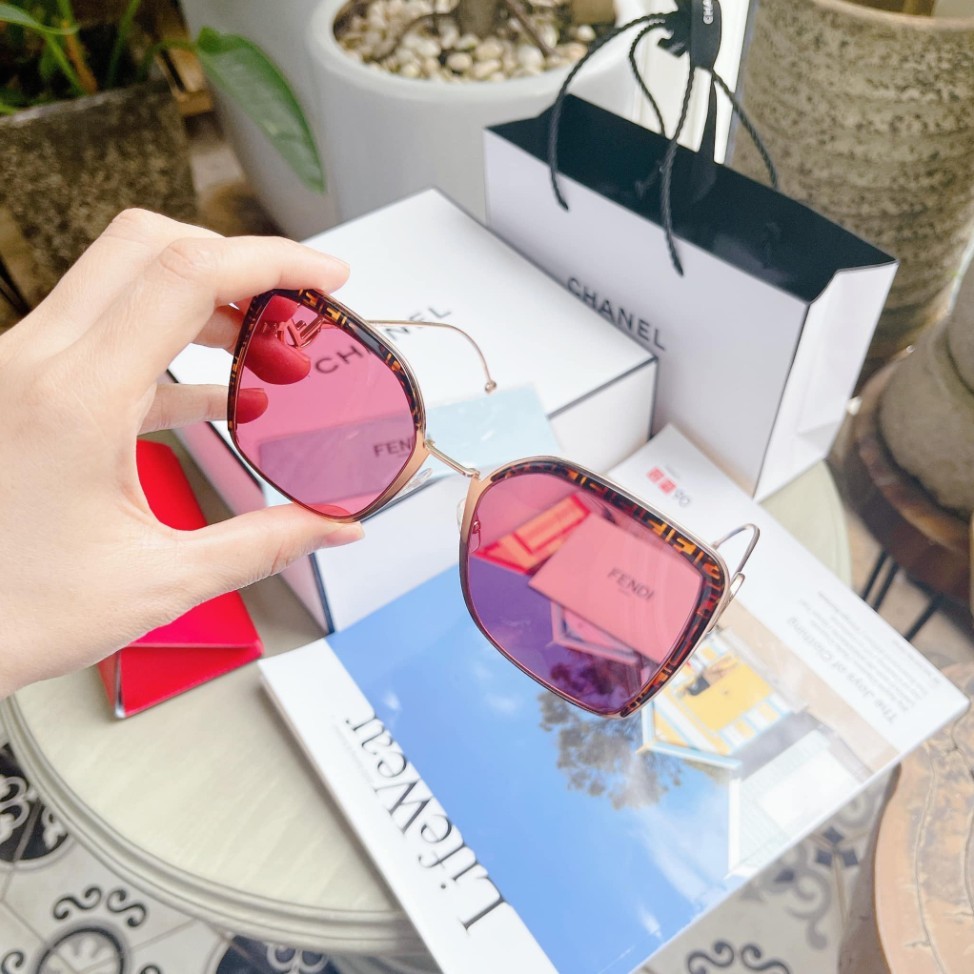 Kính mát nữ Fendi mắt hồng, viền vàng, gọng logo Fendi FF0294/S DDB GOLD COPPER (58-21-140)