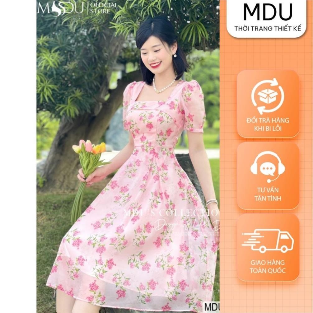 Váy thiết kế K64-D2-4 MDU3026 họa tiết bắt mắt,dáng dài tiểu thư có độ xòe nhẹ nhàng từ MDU K64-D2-4