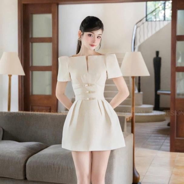 đầm dự tiệc,đầm ngắn 3 nơ ngọc xinh sang H140(z1)