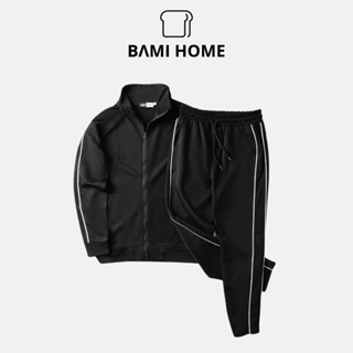 Bộ đồ thể thao nam BAMI HOME Set quần áo vải cotton back co giãn áo dài tay quần dài BTT04
