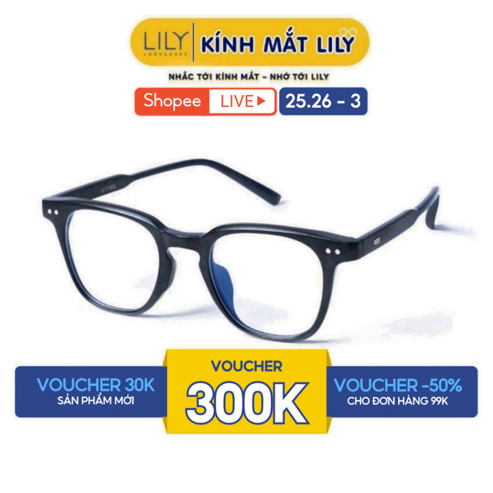 Kính cận nam Lily Eyewear chất liệu nhựa cứng cáp mắt vuông giả cận thời trang LUTTO 636
