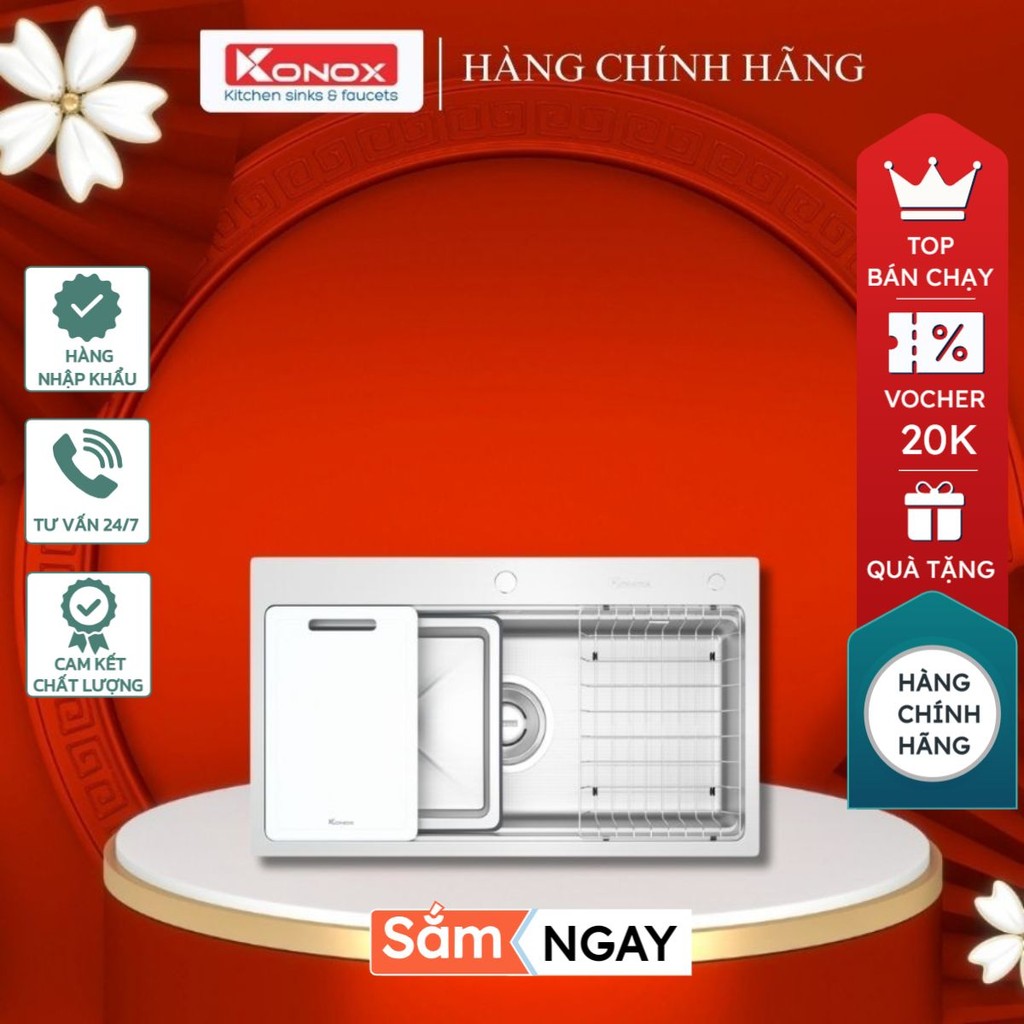 CHẬU RỬA BÁT Konox CHỐNG XƯỚC WORKSTATION SINK KN8751TS DEKOR - STBT