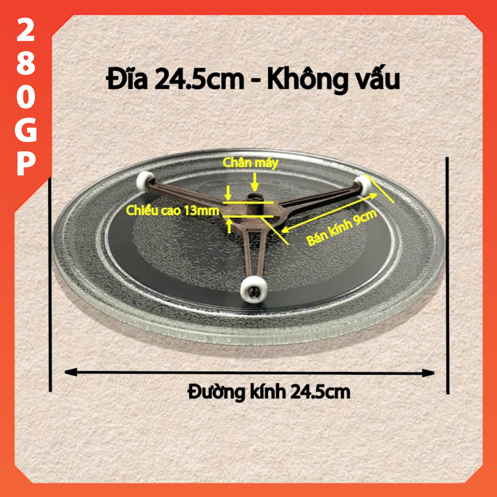 Đĩa thủy tinh lò vi sóng cao cấp 20L 25L, đĩa lò vi sóng đường kính 24.5cm 27cm 31.5cm