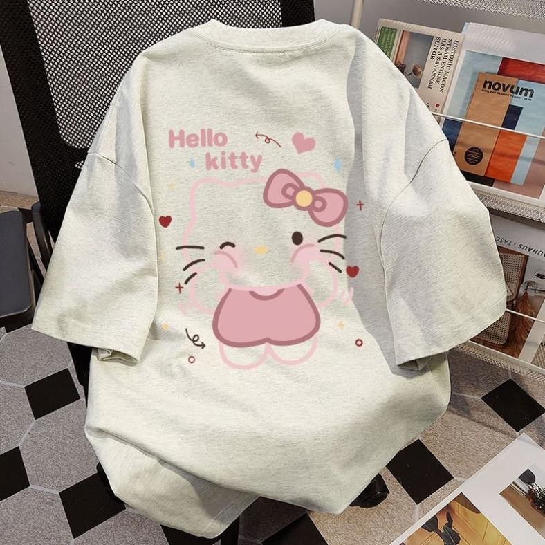 Áo Thun  Cotton Hello Kitty Mới Hàn Quốc Bé Tee Tay Ngắn Size Unisex Nam Nữ UT