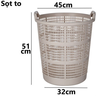 Hàng Chính Hãng Sọt caro tròn nhựa VIỆT NHẬT - Lưới thoáng khí, đựng quần áo, đồ chơi bé, rác - 5145/50