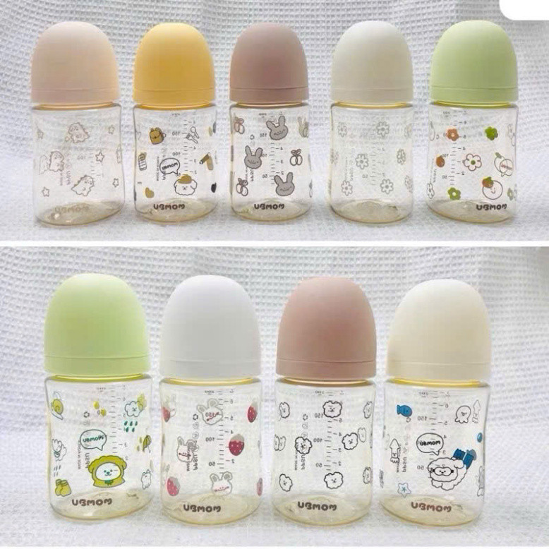 Bình Sữa Ubmom Hàn Quốc Họa Tiết PPSU (120ml/200ml/280ml) - Chọn Núm Phù Hợp