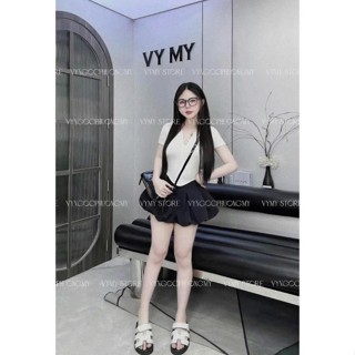 Sét Áo Ôm Có Dây Kéo Ở Giữa Mix Quần Phồng