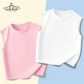 Áo Ba Lỗ Trơn Cotton Mới Nhất 2026 Dành Cho Bé Gái, Co Giãn Tốt, Chất Vải Mềm Mại RC1