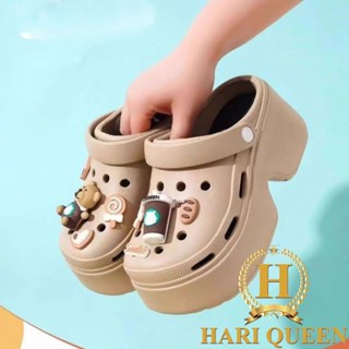 Giày Sục Cross Đế Cao Gắn Sticker Charm Đá Tôn Dáng Hack Dáng Chất Liệu Eva Cao Cấp Êm Nhẹ HARIQUEEN