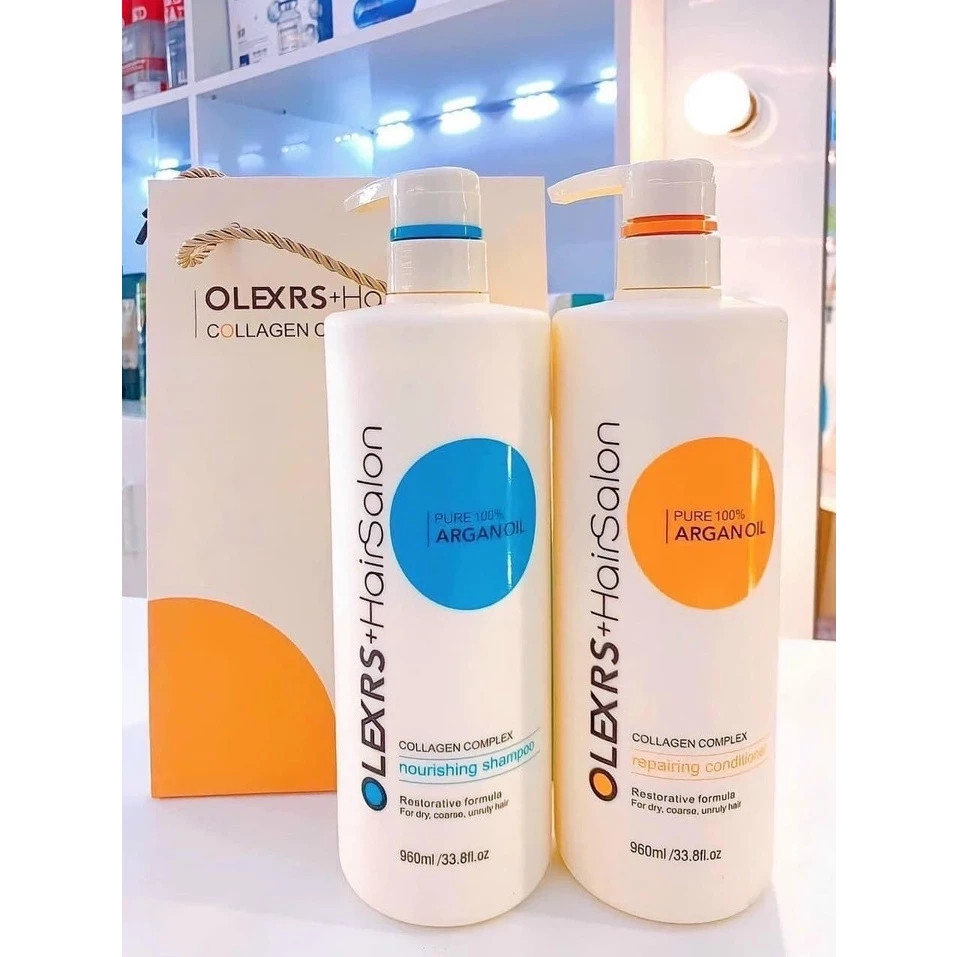 Cặp Dầu Gội Xả Chính Hãng Olexrs Argan Oil Collagen Hair Salon 960ml | BigBuy360 - bigbuy360.vn