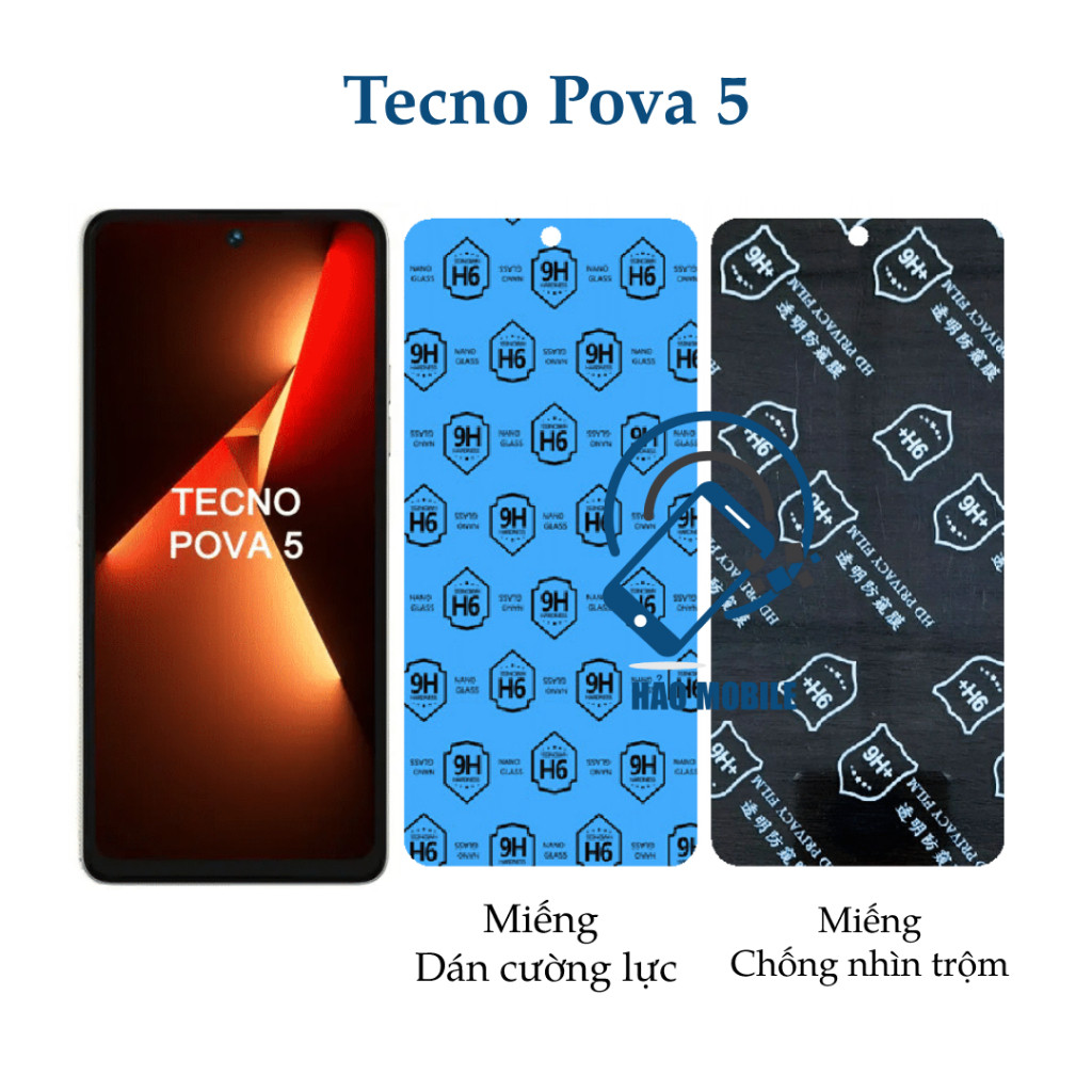 Dán cường lực dẻo nano cho Tecno Pova 5 ( trong suốt và chống nhìn trộm )