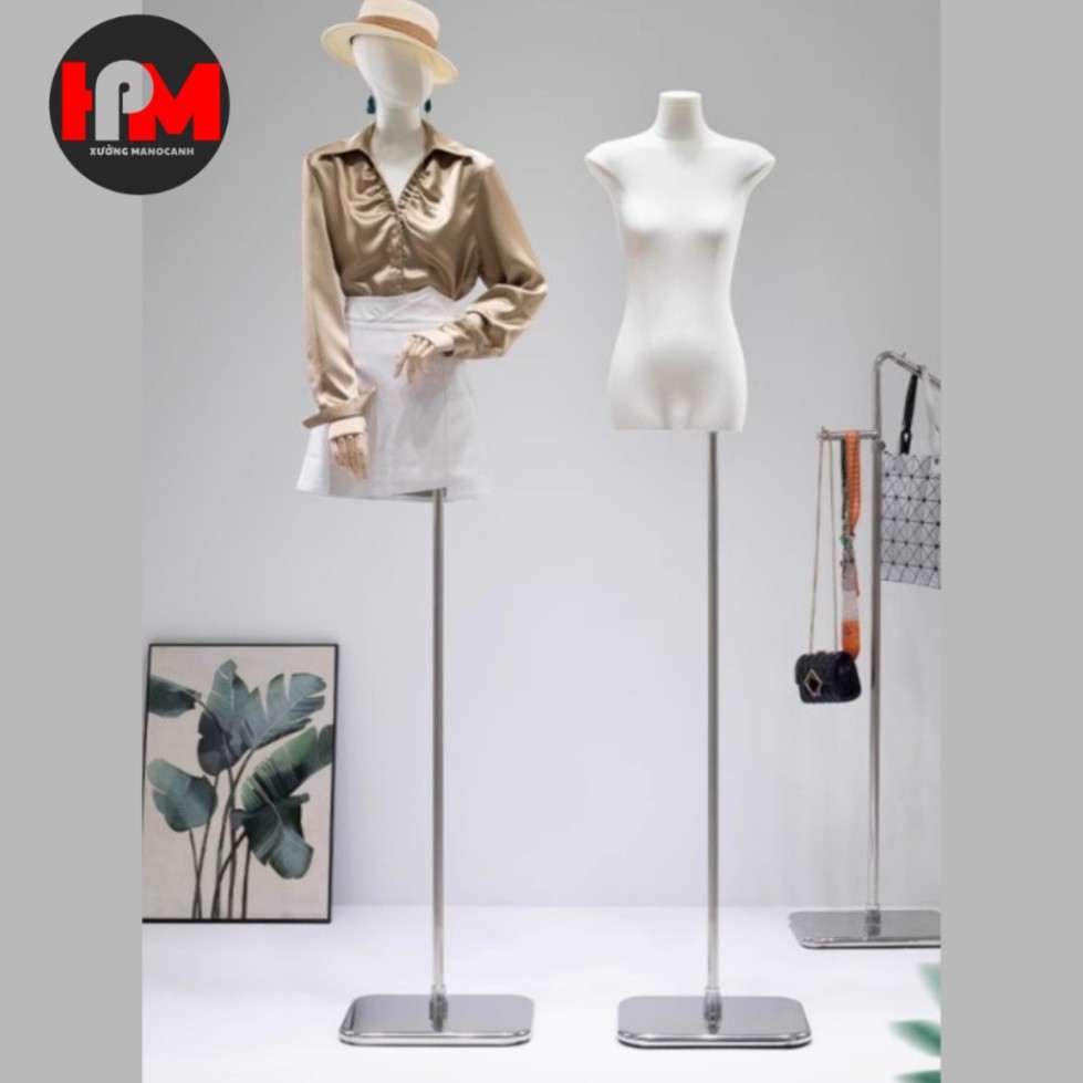 Manocanh nữ ngực lép vai cụp hàng nhập khẩu, manocanh nữ bán thân tay gỗ đế inox