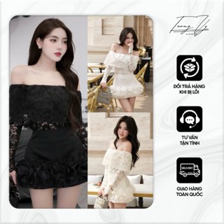 ( có bigsize ) Set áo ren trễ vai BK-Dress phối chân váy mango sóng bèo tiểu thư tôn dáng by Tườngg Vyy Storee SBKN117