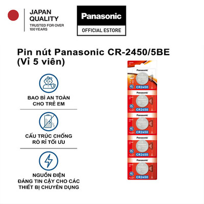 Vỉ 5 viên Pin nút Panasonic CR-2450/5BE – Hàng Chính Hãng