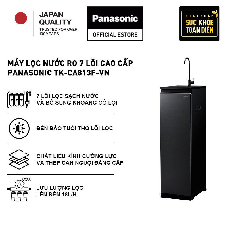 Máy lọc nước RO 7 lõi với đèn báo thay lõi, cửa kính mờ cường lực cao cấp Panasonic TK-CA813F-VN - lắp đặt toàn quốc