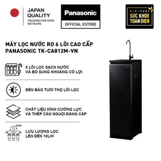 Máy lọc nước RO 6 lõi với đèn báo thay lõi, cửa gương đen cường lực cao cấp Panasonic TK-CA812M-VN - lắp đặt toàn quốc