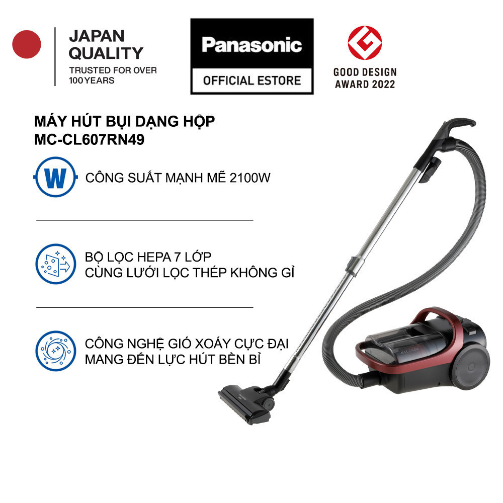Máy Hút Bụi Dạng Hộp Panasonic MC-CL607RN49 - Công suất 2100W - Công nghệ gió xoáy
