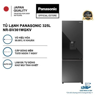   TRẢ GÓP 0%  Tủ lạnh Panasonic Inverter 325 lít NR-BV361WGKV Đông mềm Làm đá tự động nanoeTM X 