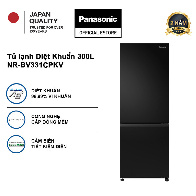 [TRẢ GÓP 0%] [Sẵn hàng miền Bắc] Tủ lạnh Panasonic Diệt Khuẩn 300L NR-BV331CPKV Cấp Đông Mềm - Ngăn 